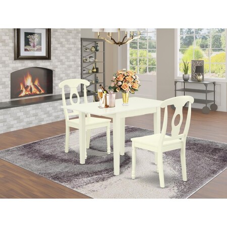 East West Furniture 3 Piece Norden Dinette Set - Linen White NDKE3-LWH-W